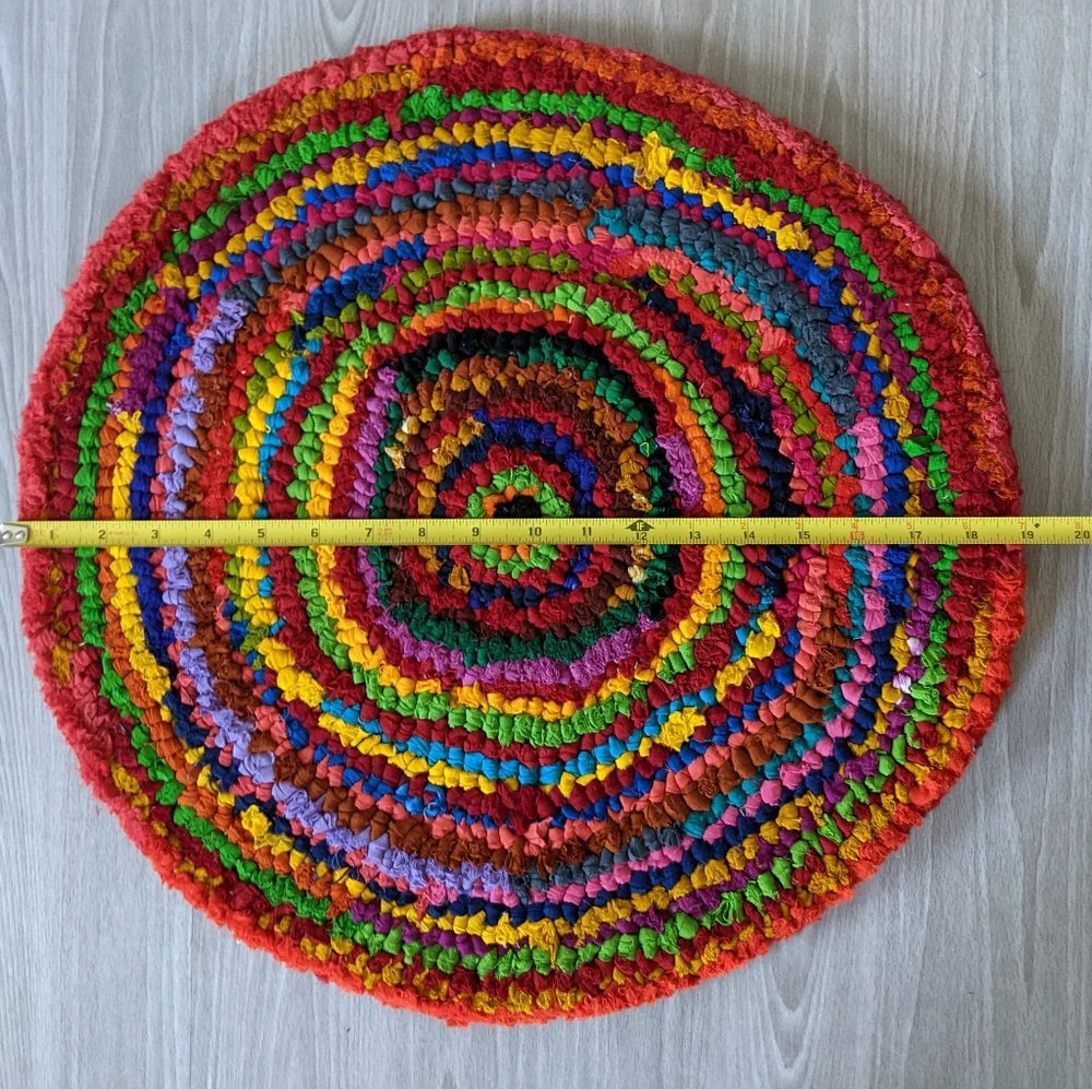 Sustainable Small Round Vibrant Floor Mat